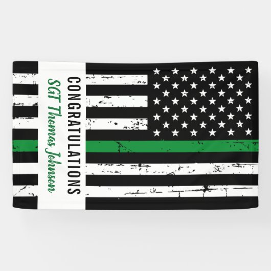 軍隊軍の退役薄い緑のラインパーティー 横断幕 (横)