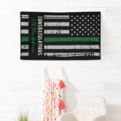 軍隊軍の退役薄い緑の線フラグ 横断幕 (インサイチュ)