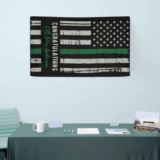 軍隊軍の退役薄い緑の線フラグ 横断幕 (トレードショー)