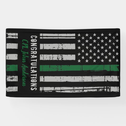 軍隊軍の退役薄い緑の線フラグ 横断幕 (横)