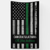 軍隊軍の退役薄い緑の線フラグ 横断幕 (縦)