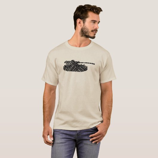 軍隊軍タンク音声文字アルファベット言語 Tシャツ (正面フル)