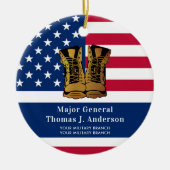 軍隊軍パーソナライズされたアメリカ国旗 セラミックオーナメント (正面)