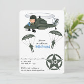 軍隊軍ヘリコプター誕生日グリーン招待状 シーズンカード (スタンド正面)