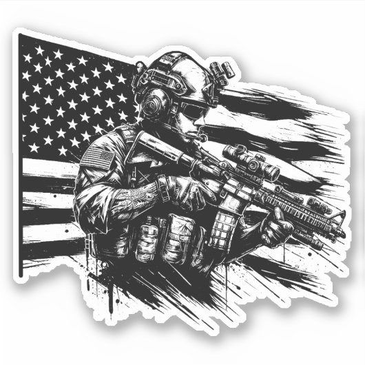 軍隊軍人アメリカ合衆国国旗の愛国芸術 シール (正面)