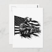 軍隊軍人アメリカ合衆国国旗の愛国芸術 ポストカード (正面/裏面)