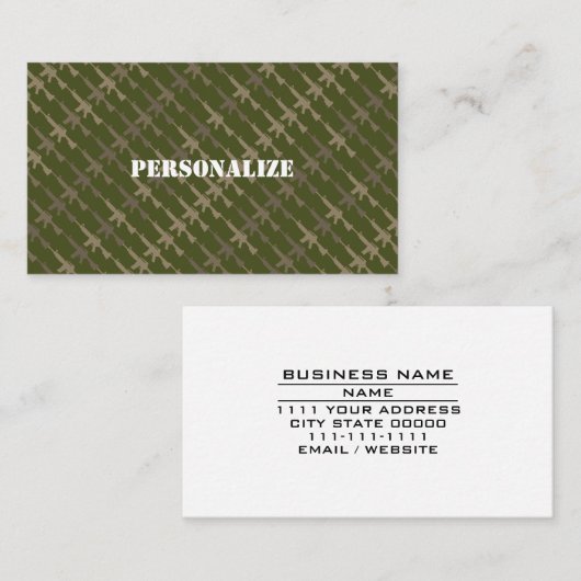 軍隊軍兵士のリクルーター軍のグリーンセピア 名刺 (正面/裏面)