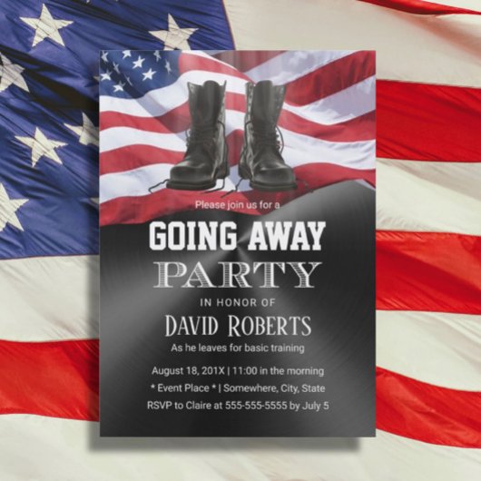 軍隊軍兵士の行く遠くにパーティー 招待状