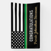 軍隊軍卒業式薄いグリーンライン 横断幕 (縦)