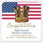 軍隊軍引退アメリカ国旗のパーティー スクエアシール (正面)