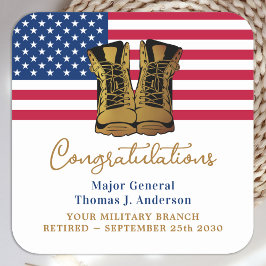 軍隊軍引退アメリカ国旗のパーティー スクエアシール