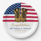軍隊軍引退アメリカ国旗のパーティー ペーパープレート (正面)
