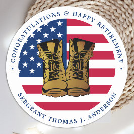 軍隊軍引退アメリカ国旗のパーティー ラウンドシール