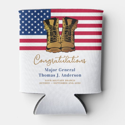 軍隊軍引退アメリカ国旗のパーティー 缶クーラー (正面)