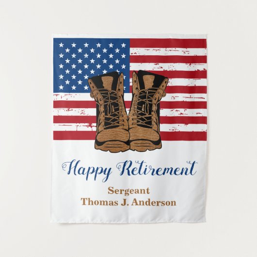 軍隊軍引退アメリカ国旗の愛国心 タペストリー (正面)