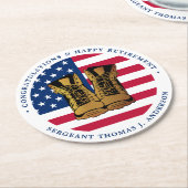 軍隊軍引退パーティーアメリカ国旗 ラウンドペーパーコースター (アングル)