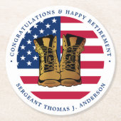 軍隊軍引退パーティーアメリカ国旗 ラウンドペーパーコースター (正面)