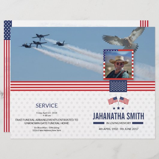 軍隊軍葬儀プログラムテンプレート (正面/裏面)