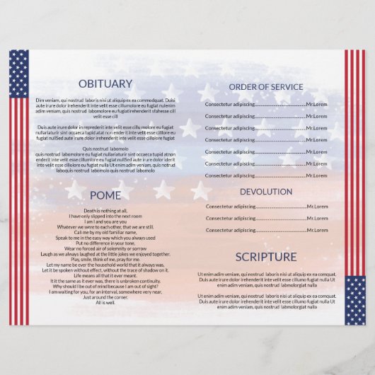 軍隊軍葬儀プログラムテンプレート (裏面)