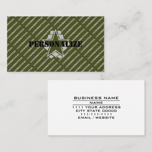 軍隊軍軍の緑の採用者スタイル 名刺 (正面/裏面)