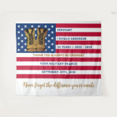 軍隊軍退パーソナライズされた退USA国旗 タペストリー (正面(横))