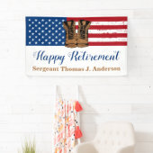 軍隊軍退任愛国米国国旗 横断幕 (インサイチュ)