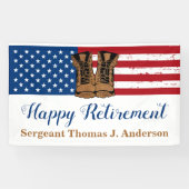 軍隊軍退任愛国米国国旗 横断幕 (横)