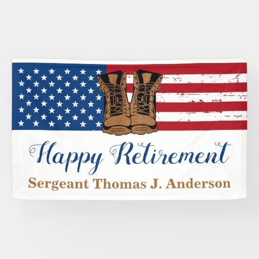 軍隊軍退任愛国米国国旗 横断幕 (横)