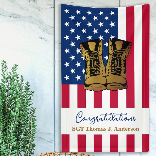 軍隊軍退任愛国米国国旗 横断幕