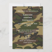 軍隊迷彩柄グリーン3写真卒業 招待状 (裏面)