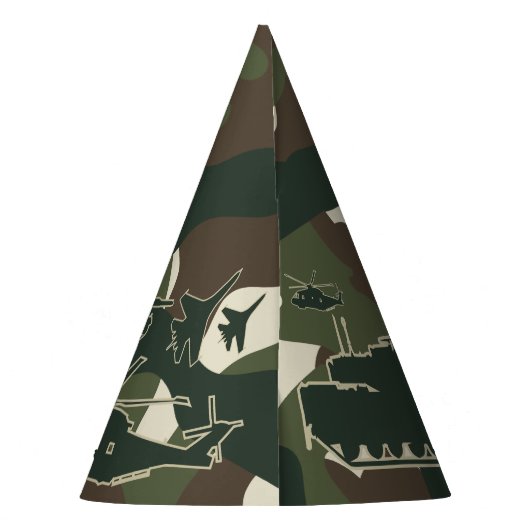 軍隊迷彩柄タンクジェットヘリコプター少年パーティー帽子 パーティーハット (裏面)