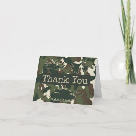 軍隊迷彩柄折り畳み感謝ノートカード サンキューカード