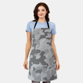 軍隊迷彩柄石板灰色の沿岸灰白銀 エプロン (着用した状態)