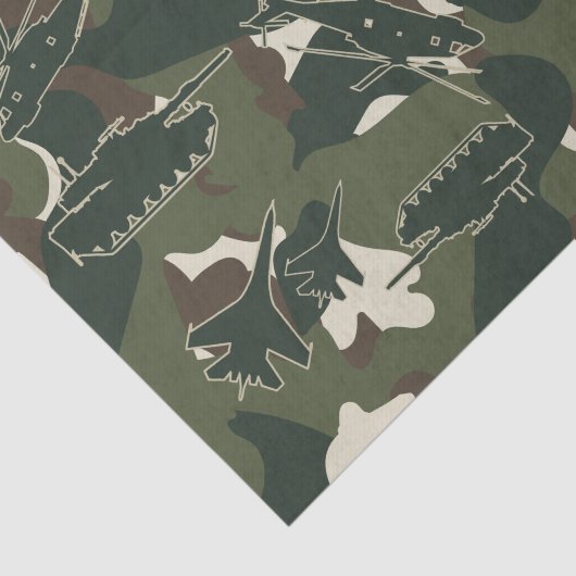 軍隊迷彩柄軍戦車ヘリコプターのジェットプレゼント 薄葉紙 (詳細)