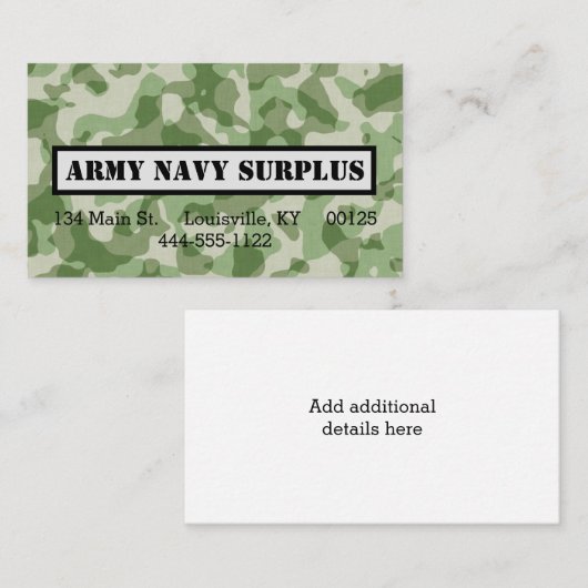 軍隊迷彩柄 名刺 (正面/裏面)