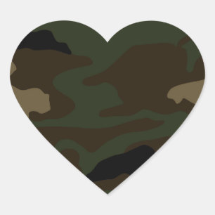 軍隊迷彩模様 ハートシール