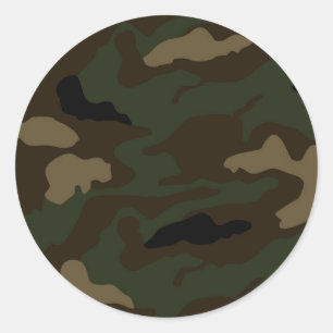軍隊迷彩模様 ラウンドシール