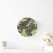 軍隊迷彩模様 ラウンド壁時計 (ホーム)