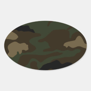 軍隊迷彩模様 楕円形シール