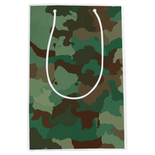 軍隊迷彩模様（軍隊） ミディアムペーパーバッグ (正面)
