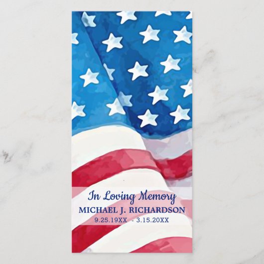 軍隊追悼式祈りの言葉ブックマークUSフラグ (正面)