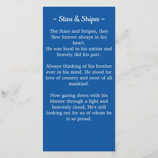 軍隊追悼式祈りの言葉ブックマークUSフラグ (裏面)
