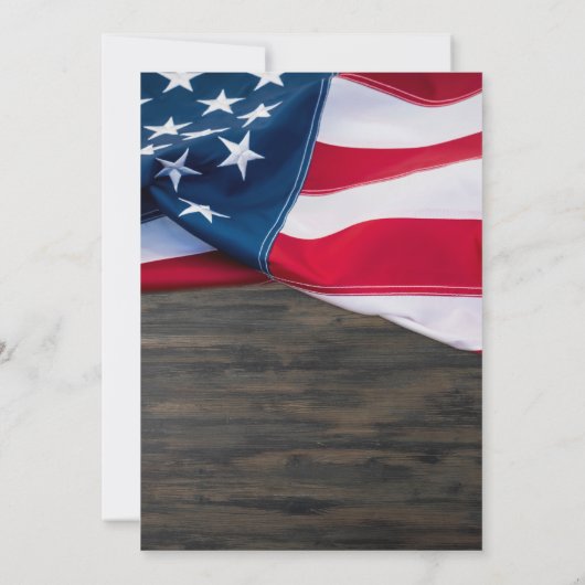 軍隊退役軍人お祝いのライフアメリカ国旗 招待状 (裏面)