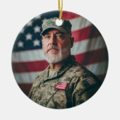 軍隊退役軍人カスタム記念文字 セラミックオーナメント (正面)