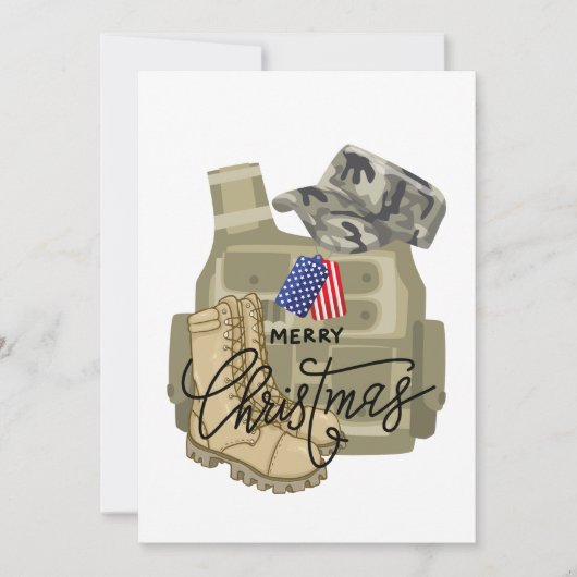 軍隊退役軍人ソルジャー,アメリカ犬ラベル,クリスマス シーズンカード (正面)
