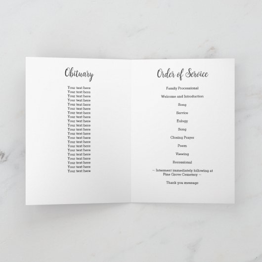 軍隊退役軍人国旗お祝いの生活葬式 カード (内部)