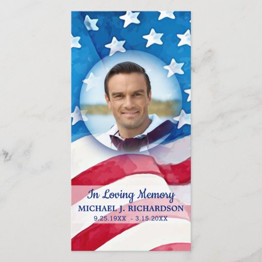 軍隊退役軍人葬儀祈りの言葉ブックマークUSAフラグ (正面)