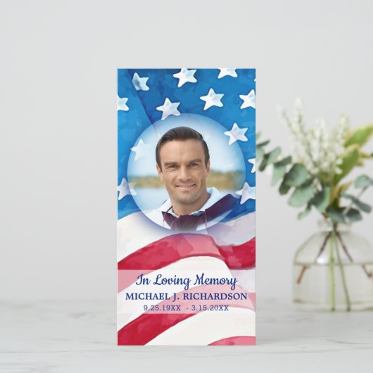 軍隊退役軍人葬儀祈りの言葉ブックマークUSAフラグ (スタンド正面)