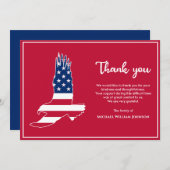 軍隊退役軍人軍葬儀イーグルアメリカ国旗 サンキューカード (正面/裏面)