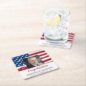 軍隊退職アメリカ国旗の写真愛国心 スクエアペーパーコースター (インサイチュ)